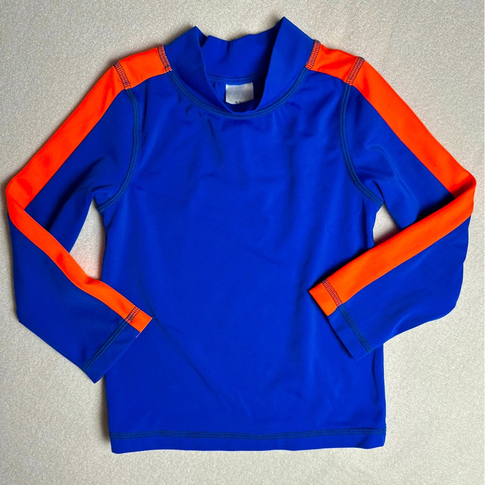 Mini Boden Swim Shirt | Blue and Orange Rashguard Size 2-3Y